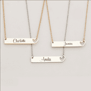 Personalized Heart Bar Name Necklace Christmas Gift for Her