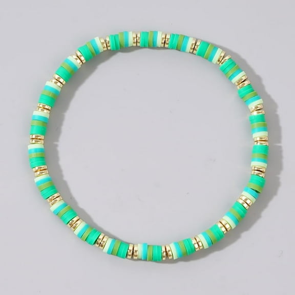 Gradient Handmade Handmade Polymer Clay Heishi Beads Stretch Bracelets Pale Green Summer Beach Jewelry for Women