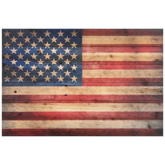 Empire Art Direct American Flag Print on Solid Wood Wall Art, 24" x 36" x 1.5", Ready to Hang