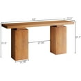 thumbnail image 2 of 63-Inch Wood Console Table for Entryway, Farmhouse Sofa Tables Behind Couch with Wooden Grain Finish and Double Pedestal Base for Living Room, Home Hallway, Apartment Foyer, Rustic Oak Brown, 2 of 7
