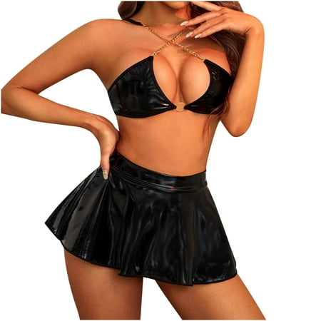 

Mikilon Sexy Women Lingerie Leather Temptation Babydoll Underwear Skirts Sleepwear Suit Sexy Lingerie for Women for Plus Size on Clearance