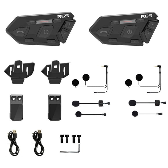 WAYXIN R6s Motorcycle Helmet Bluetooth Intercom Headset with 1200M Range, BT5.0, DSP & CVC Noise Reduction, 800mAh Battery (15H Playtime), IP67 Waterproof, Auto-Answering, Hands-Free Call & Music,