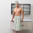 thumbnail image 6 of Colevkie 2 Pieces Men's Soft Adjustable Shower Skirt & Bath Towel Set Home Use Bathroom Bath Wrap Set Quick Drying Absorbent Beach Towel Printed Green Graffiti Pattern, 6 of 7