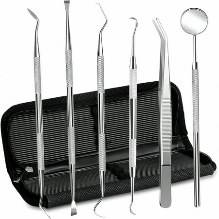 ACDANC Dental Hygiene Tool Set Stainless Steel Dental Pick and Tweezers Gum Floss Tooth Scraper Plaque Tartar Remover for Personal Oral Care & Pet Use (6 Pack) ACDANC Dental Hygiene Tool Set Stainless Steel Dental Pick and Tweezers Gum Floss Tooth Scraper Plaque Tartar Remover for Personal Oral Care & Pet Use (6 Pack)