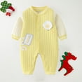thumbnail image 5 of Odeerbi Baby Infant Boys Girls Clothes Baby Jumpsuit Romper Thin Warm Cotton Jumpsuit 2025 Long Sleeve Climbing Clothes Yellow 2-5 Months, 5 of 5