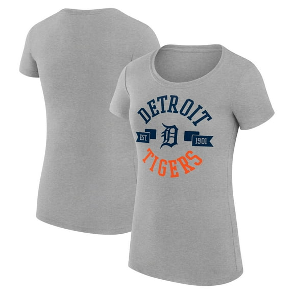 Women's G-III 4Her by Carl Banks Heather Gray Detroit Tigers Super-Slim Fit Lightweight City Graphic T-Shirt