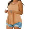 thumbnail image 4 of Plus Size Women Solid Color Sleeveless Casual Tank Tops Crew Neck Simple Camisole 5XL, 4 of 6
