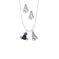 thumbnail image 2 of Delight Jewelry Resin Purple Hippopotamus Honey Silver tone Zig Zag Christmas Tree Charm Necklace and Stud Earrings, 2 of 4