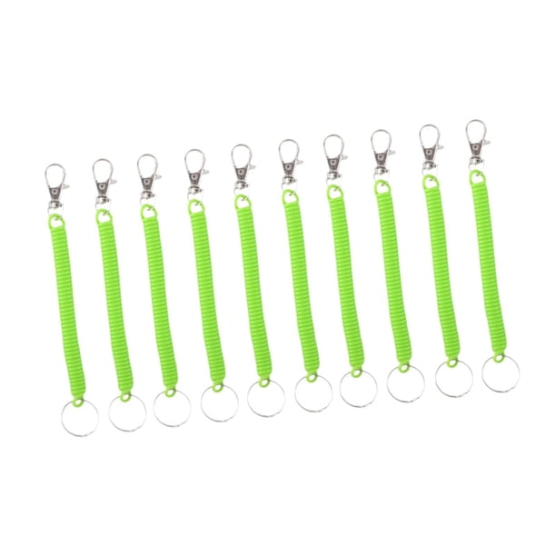 10 llaveros en espiral con cierre, fáciles de usar, ideales para la cartera o el bolso. Verde