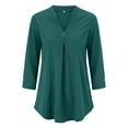 thumbnail image 2 of Green Plus Size Blouses, Polyester Plus Size Shirt for Women, Long Sleeve Plus Size Womens Shirts, Plus Size Tshirts for Women, Solid Weekend Solid Color Dress Shirts for Women, 2 of 9