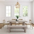 thumbnail image 2 of 72" Classic Solid Wood Dining Table Set with Bench, Seashell Wirebrush, + 4 Chairs Blonde, 2 of 11