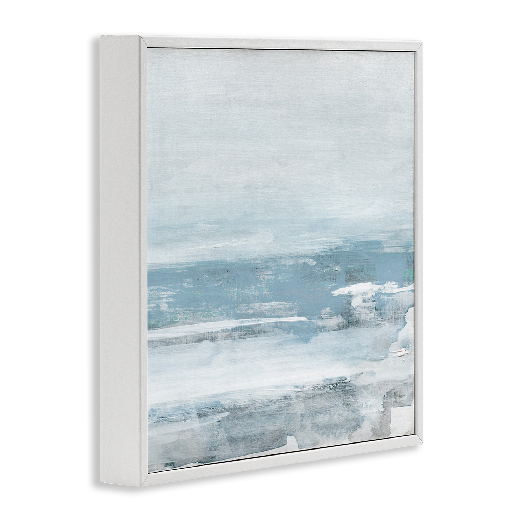 Stupell Industries Foggy Ocean Abstraction Abstract Painting White Framed Art Print Wall Art, 24 x 24