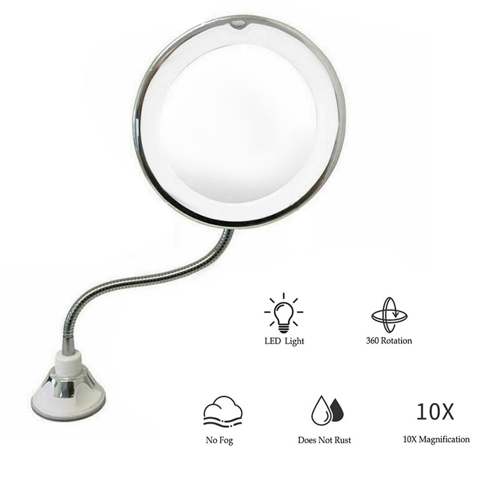 Flexible Lighted Makeup Mirror 10X 360° Rotate Magnifying Cosmetic