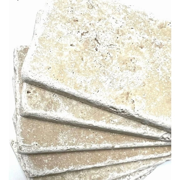 Ivory Medium 3X6 Tumbled Travertine Tile Floor Kitchen Backsplash (1 Piece)