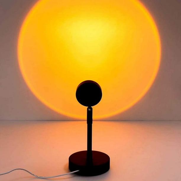 Elegante proyector de lámpara de puesta de sol, efectos de luz multicolor para un ambiente versátil, giro de 360 grados para ángulos infinitos, garantía de calidad con construcción duradera,