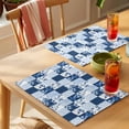 thumbnail image 4 of Blue Patchwork Placemats Set of 8, Blue Flower Wave Point Square Non-Slip Place Mats Washable Table Mats for Kitchen Dining Table Decorations Indoor/Outdoor, 4 of 9