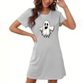 thumbnail image 1 of Pyjamas d'Halloween pour Femmes, Grande Taille, Robe de Nuit Courte avec Imprimé Poitrine, Col Rond et Manches Courtes, Tissu Doux pour un Sommeil Confortable et Tenue Décontractée, 1 of 3