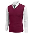 thumbnail image 2 of Fonma Men's Sweater Vest Classic V-Neck Knitted Pullover Sweaters Tops Sleeveless Relaxed Fit Knitwear Vests Wine M, 2 of 6