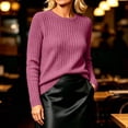 thumbnail image 3 of Ozmmyan Womens Crew Neck Sweater for Womens Long Sleeve Ribbed Knit Relaxed Fit Casual Solid Sweater Top Fall Winter, 3 of 7