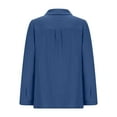 thumbnail image 6 of Lenpel Blouses for Women Long Sleeve Half Button Collared Pleated Solid Color Casual Tops Loose Trendy Blouses(Blue,XX-Large), 6 of 7