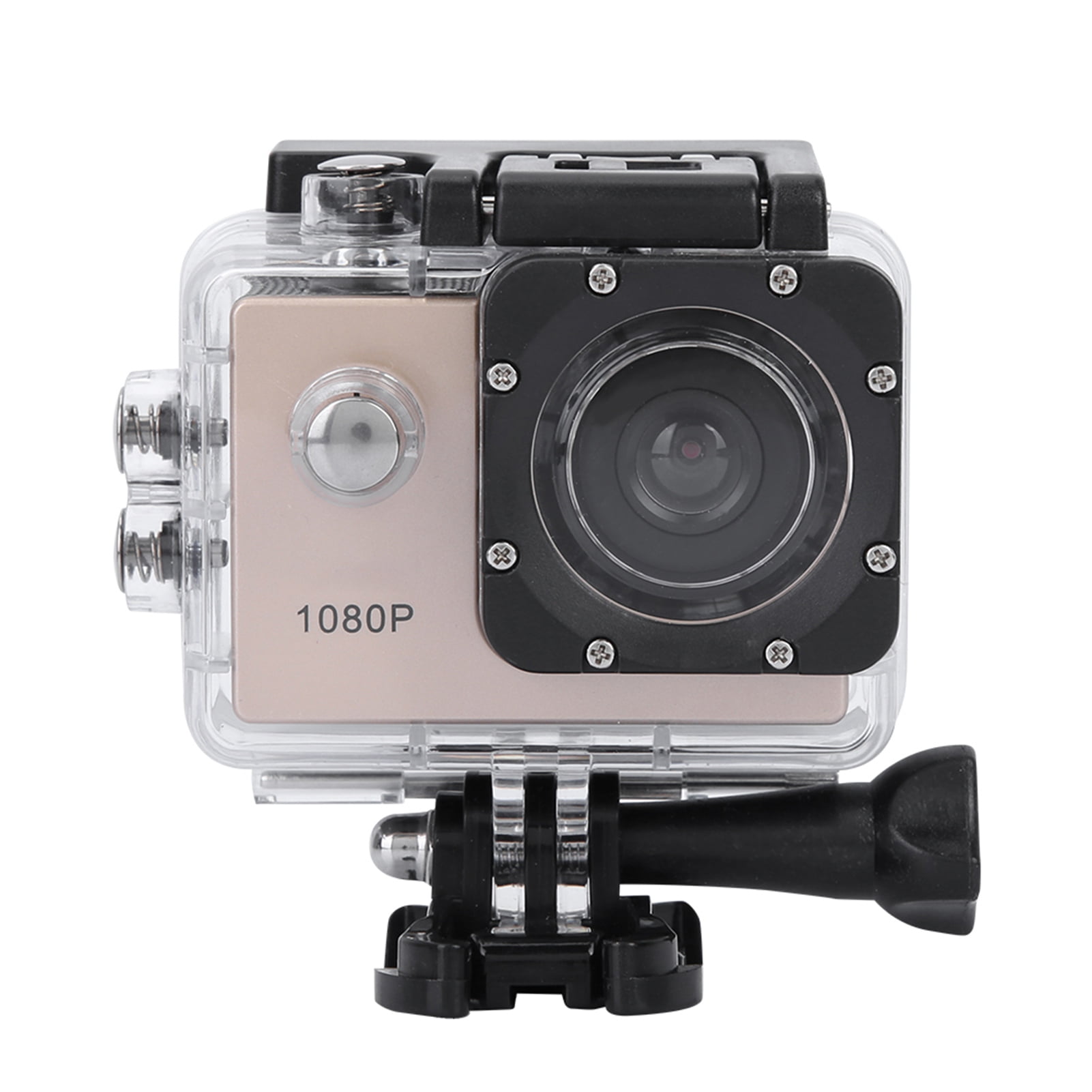 BIMZUC 1080P HD 2-Inch LCD Screen Sports Action Camera Set, 30m Waterproof, 140 Degree Wide Angle Video Camcorder with 900mAh Battery and Mounting Accessories, Gold (10.63 inches / 27 cm)