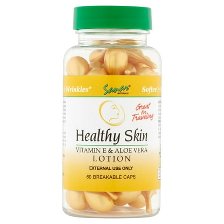 Sanar Natural Healthy Skin Vitamin E & Aloe Vera Lotion Breakable Caps, 60