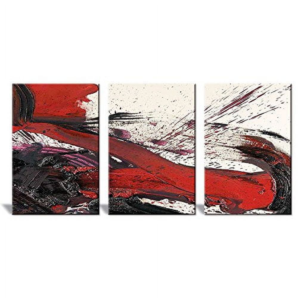 wall26 Canvas Print Wall Art Set Black amp; Red Paint Splatter Stroke  Abstract Shapes Illustrations Modern Art Bohemian Dramatic Multicolor Ultra  for Living Room, Bedroom, Office 24quot;x36quot;