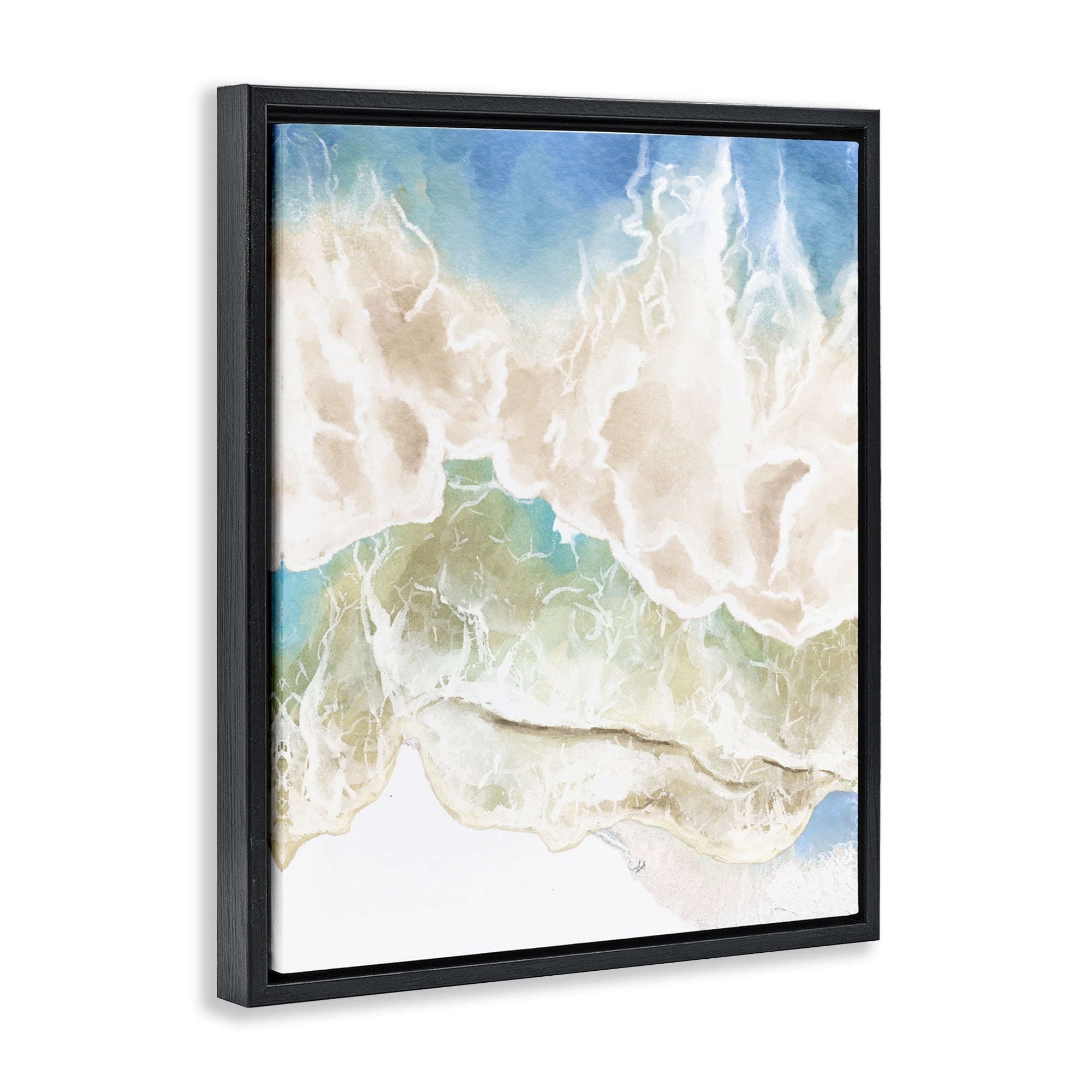 Stupell Industries Washed Away Tide Abstract Black Framed Floater Canvas Wall Art, design by Jesse Keith