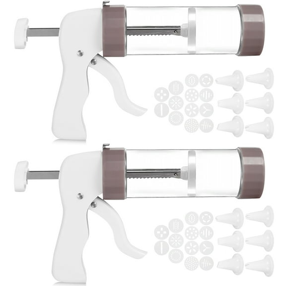 2 Pcs Cookie Press with 26 Cookie Discs and 12 Icing Nozzles Ergonomic Cookie Maker Reusable Cookie Press Kit Practical Cookie Press Machine for Baking