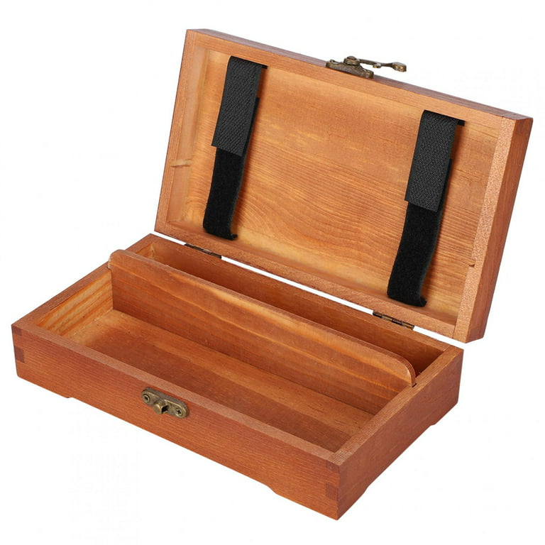 Retro Wooden Art Supplies Storage Box Notebooks Pencil Case with