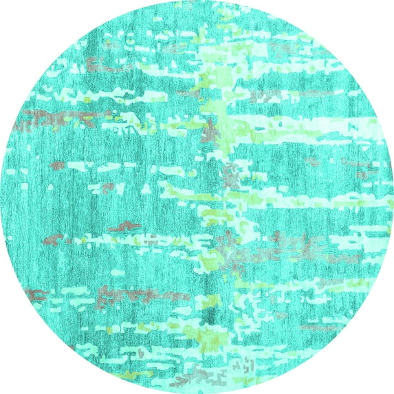 Ahgly Company Indoor Round Abstract Turquoise Blue Contemporary Area Rugs, 5' Round