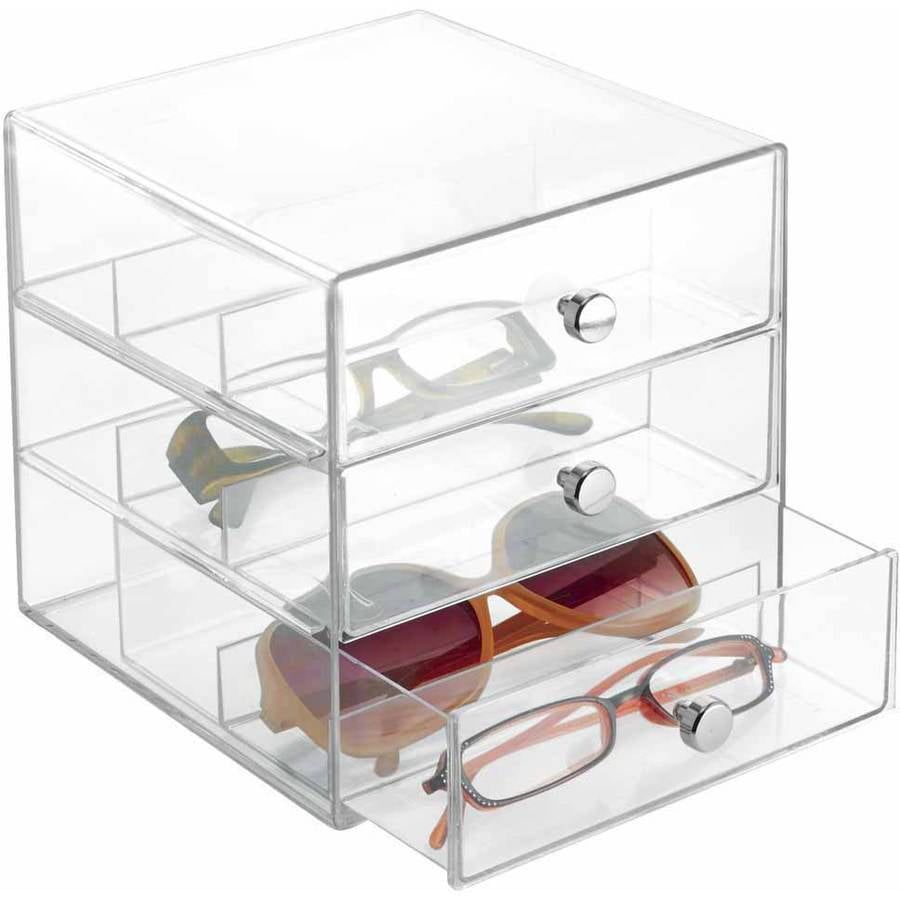 InterDesign Clarity Eyeglass Sunglasses Readers Case Model: 35330 Clear Color: 3 Drawer Organizer Gadget /& Electronics Store 3 Drawer