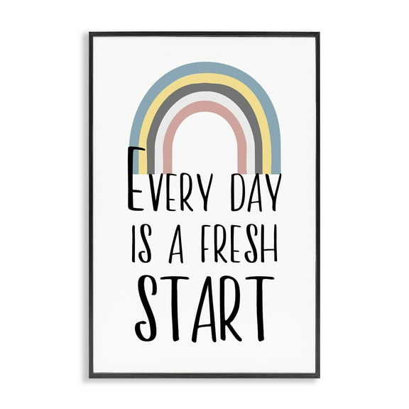 Stupell Industries Every Day Fresh Start Text & Numbers Painting Black Framed Art Print Wall Art, 12 x 18