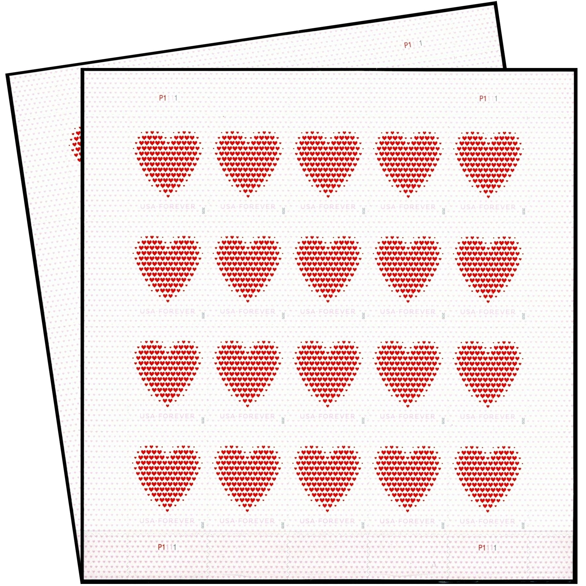Made of Hearts 2 Sheets of 20 USPS First Class Forever Postage Stamps