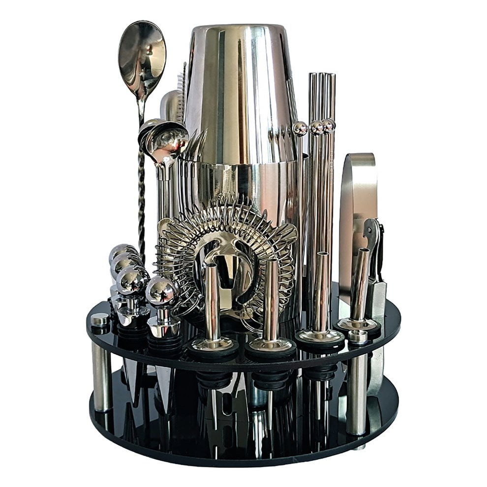 TOBERICH Stainless Steel Cocktail Shaker Mixer Bars Set Tools With Rotationl Stand Drink