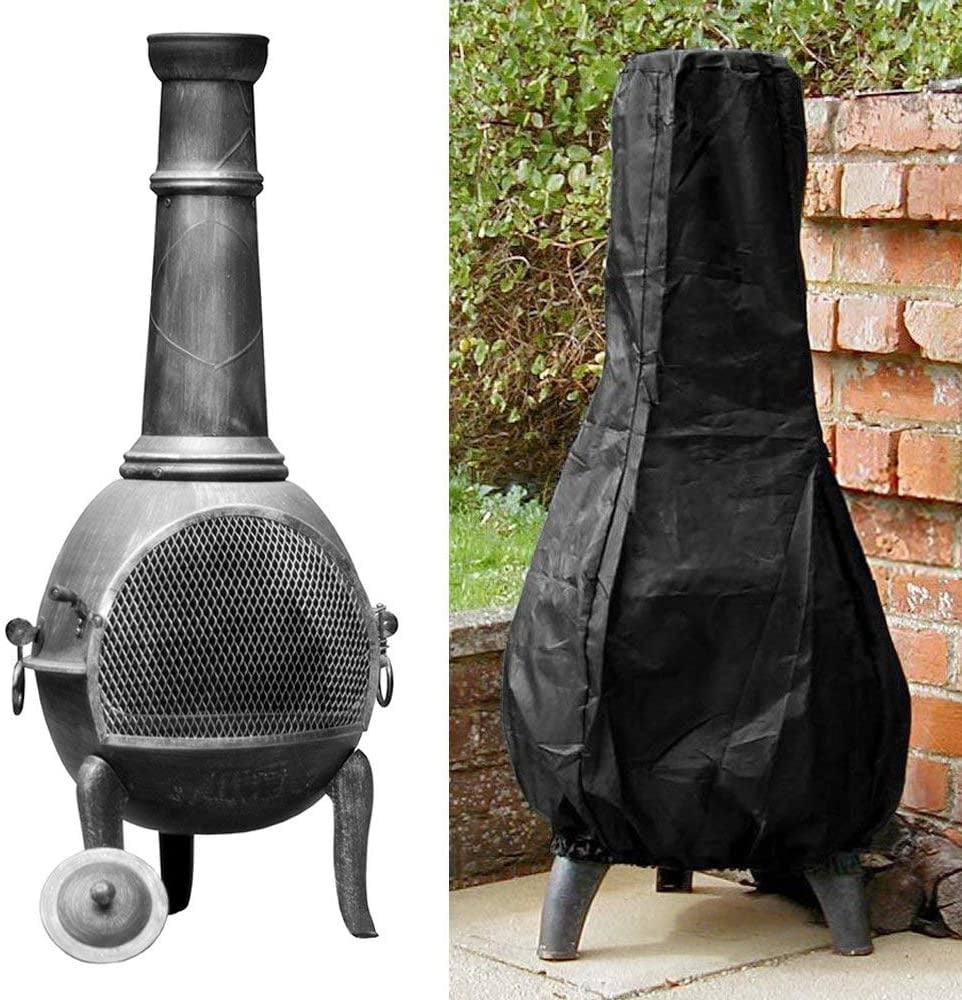 Chiminea Cover Outdoor Patio Oxford Fabric Outdoor Garden Patio Heater Black Cover Black H 48 x Dia Top 8 x Dia Bottom 24 Heavy Duty Water-Resistant Chiminea Protective Cover Outdoor Weatherproof 