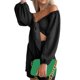 thumbnail image 4 of Sunloudy Traje casual para mujer, blusas cortas de manga larga con hombros descubiertos de color sólido + pantalones cortos sueltos con volantes Sunloudy  moda, 4 of 10