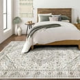 thumbnail image 2 of Boho Vintage Round Rug ft- Faux Wool Dreely Washable Area Rug Small Distressed Throw Rugs Floor Carpet for Door Mat Entryway Bedrooms Laundry (Round - ; Diameter Border ), 2 of 6