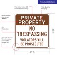 thumbnail image 3 of Private Property No Trespassing Brown Sign,, 3 of 8