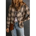 thumbnail image 4 of POGLIP Women's Khaki Chest Pocket Plaid Pattern Long Sleeve Shirt, 4 of 6