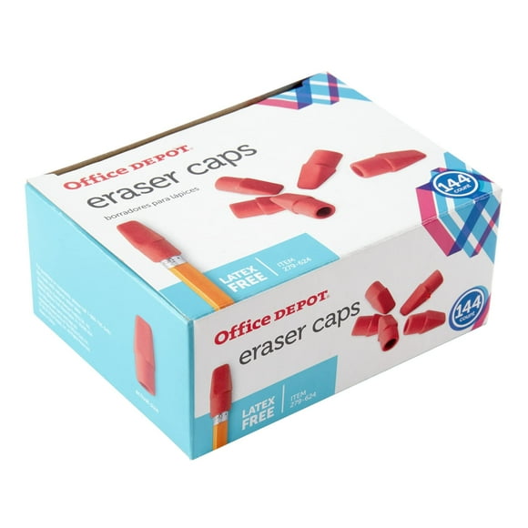 Office Depot Eraser Caps Red Box Of 144 54117