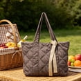 thumbnail image 4 of YiJuHui Quilted Down Shoulder Bag for Women, Large Capacity Tote Bag, Lightweight Nylon Work Purse, Commuter Laptop Bag, Casual Everyday Shoulder Bag with Zipper Pocket, 4 of 5