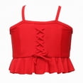 thumbnail image 5 of mgoYE Girl Swimsuit 10 Girls Swimsuit 2 Piece Bikini Set Tiered Ruffled Bathing Suit Two Piece Girls' Swimwear with Chest Pad(Watermelon Red,13-14 Years), 5 of 9