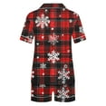 thumbnail image 4 of Cavosen Christmas Womens 2 Piece Lounge Sets Shorts Pajamas Xmas Cute Snowflake Print Nightwear Outfits with Pocket Button down Collared Short Sleeve Shirt Pants Pjs Soft Comfortable Sleepwear, 4 of 6