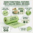 thumbnail image 4 of OrangeBio 4 Gallon Home Compostable Trash Bags, 100 Count, Food Grade, Plant-based, Biodegradable, Leak-proof, Tear-resistant, US BPI ASTM D6400 and OK Compost Home Certified, 4 of 6