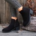 thumbnail image 5 of Wensltd Chunky Heel Ankle Boots for Women Round Toe Suede British Style Work Office Dressy Boots, 5 of 9
