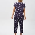 thumbnail image 4 of Jamicy Pyjama pour Femmes Haut à Manches Courtes Imprimé avec Cordon de Serrage Capris Ensemble de Pyjama pour Dames Confortable Col Rond Tenue de Détente, 4 of 6