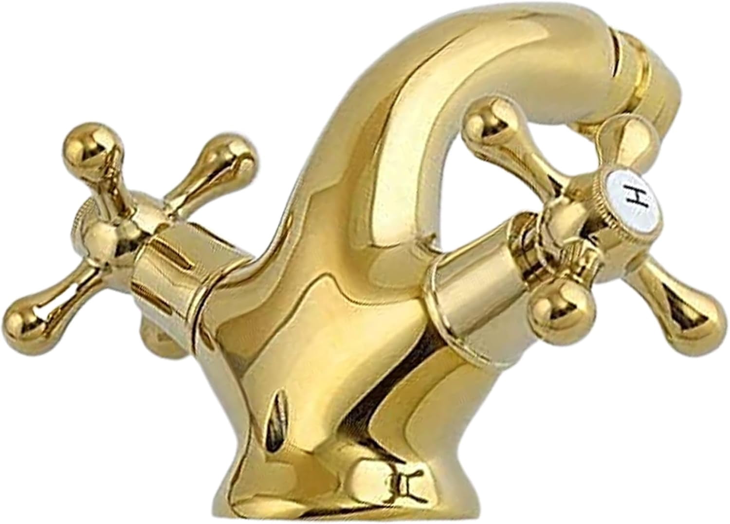 Bathroom Faucet，Gold Bathroom Sink Faucet, Double Cross Handle Two Knobs Bidet Faucet, Antique Brass Bathroom Faucet, Hot and Cold Water Tap, One Hole Bathroom Faucet
