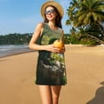 thumbnail image 3 of Defioc Deep Forest Stone Green Dragon Pattern Women's Summer Dresses 2025 Beach Casual Sleeveless Tank Loose Sundress Beach Vacation Clothes with Pocket -3X-Large, 3 of 7