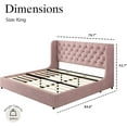 thumbnail image 6 of 4 EVER WINNER King Size Bed Frame, Pink King Bed Frame, Modern Upholstered Platform Bed Frame with Button Wingback Headboard, Pink, 6 of 7
